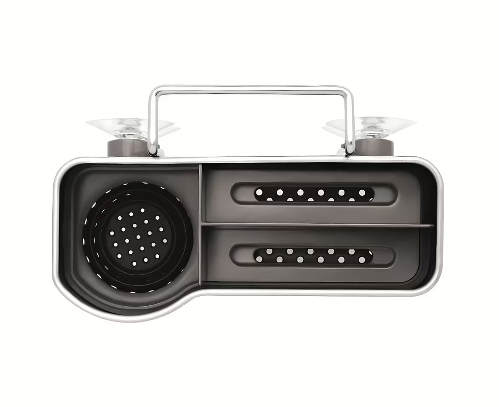 Držák na houbičku Simplehuman Sink caddies z kartáčované nerezové oceli s úchytem a přísavkami
