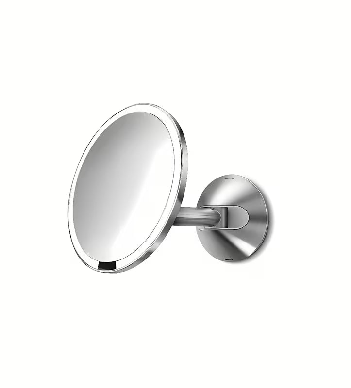 Nástěnné kosmetické zrcátko Simplehuman Wall s Tru-lux LED osvětlením v provedení lesklá ocel.