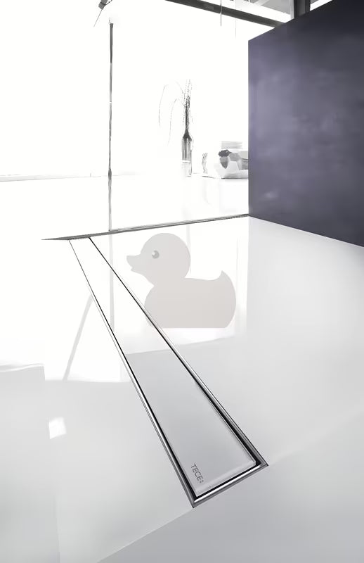 Nerezový sprchový žlab Tece Drainline v lesklém provedení pro sprchový kout