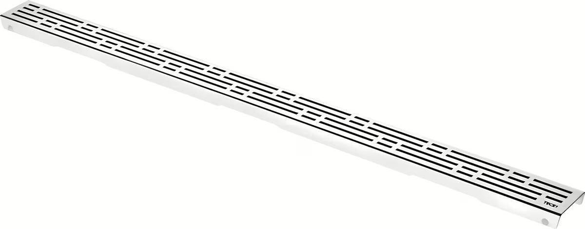 Designový rošt Tece Drainline z leštěné nerezové oceli v dekoru basic pro sprchový žlábek