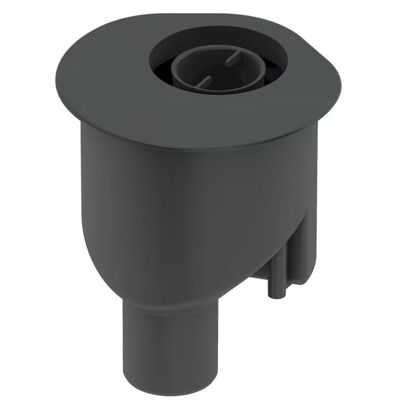 Vertikální sifon Tece Drainline pro sprchový žlab s bočním odpadem DN 50 a odnímatelnou zápachovou uzávěrkou.