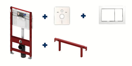Kompletní set podomítkové nádržky Tece Teceprofil pro instalaci do sádrokartonu s tlačítkem a příslušenstvím