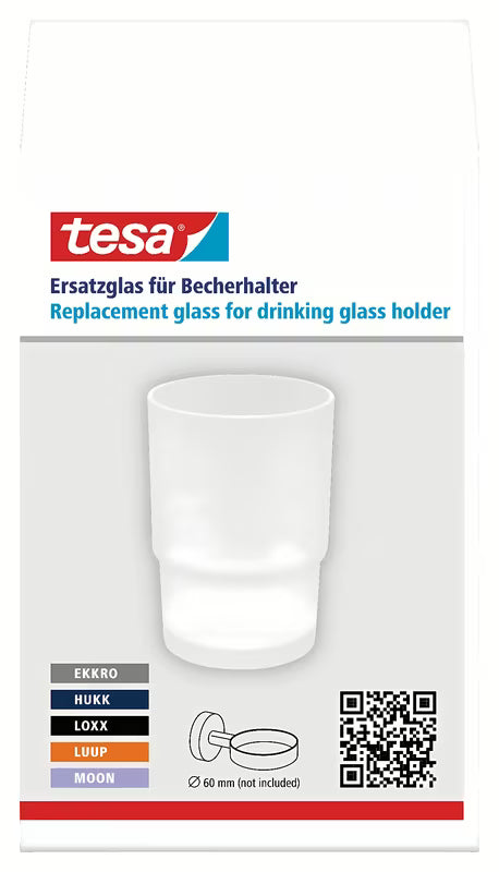 Náhradní kulatá sklenička z matného mléčného skla pro držák na zubní kartáčky Tesa