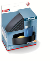 Rohová sprchová polička Tesa v matné černé barvě s montáží bez vrtání pomocí Powerstrips Waterproof.