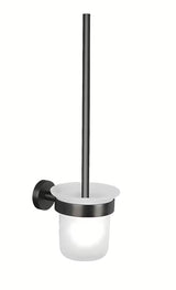 Tesa WC štětka v kartáčovaném hard graphite s montáží bez vrtání Power.Kit a matnou skleněnou nádobkou