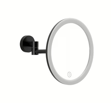 Černé LED kosmetické zrcátko tesa Visioon s otočným ramenem a dotykovým ovládáním jasu