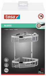 Chromuotas kampinis metalinių vielų krepšelis Tesa Aluxx į dušai su tvirtinimu be gręžimo tesa Power.Kit.