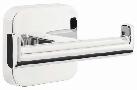 Dvojitý nástěnný háček Tesa Elegaant v lesklém chromu pro zavěšení ručníků a županů bez vrtání.