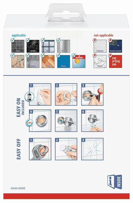 Chromový nástěnný dávkovač mýdla Tesa Elegaant s nádobkou z matného skla a ovládáním jednou rukou.