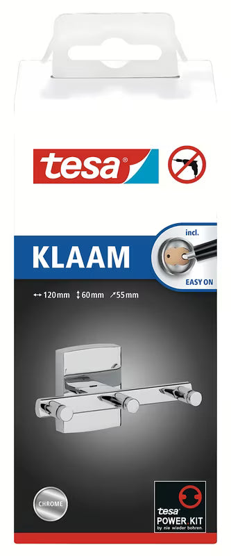 Samolepicí háček Tesa Klaam v lesklém chromu pro zavěšení ručníků bez vrtání
