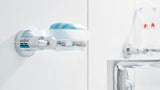 Chromovaný držák mýdlenky Tesa Loxx se saténovou skleněnou miskou pro montáž bez vrtání