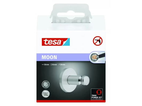Nástěnný háček Tesa Moon v kartáčované oceli pro ručníky a župany s montáží bez vrtání