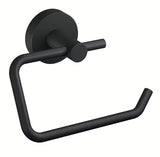 Matně černý držák toaletního papíru bez víka Tesa Moon Black s montáží tesa Power.Kit bez vrtání