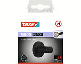 Matně černý háček na ručníky Tesa Moon Black s lepicí montáží Tesa Power.Kit bez vrtání