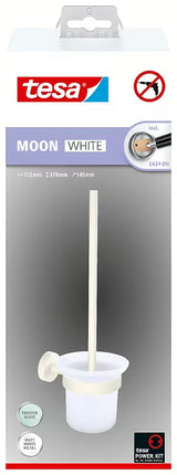 WC šepetys Tesa Moon Black matinės baltos spalvos, su stikline talpa ir montavimu be gręžimo