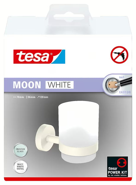 Tesa Moon Black držák skleničky na zubní kartáčky v matné bílé barvě se saténovým sklem