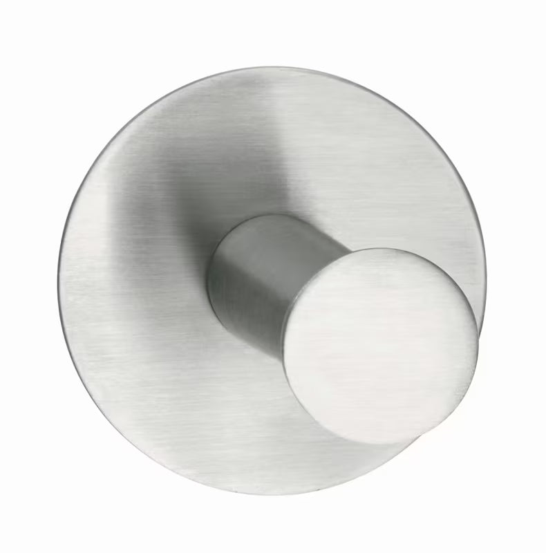 Tesa PowerButton Classic kovový háček z kartáčované oceli pro montáž bez vrtání na obklady.