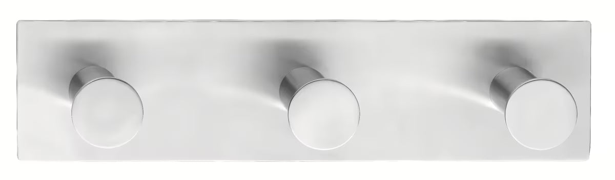 Trojháček tesa PowerButton z kartáčované nerezové oceli pro montáž bez vrtání na stěnu