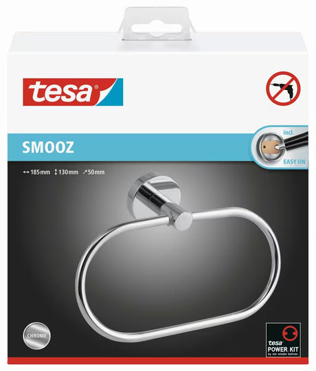 Kruhový chromovaný držák ručníků Tesa Smooz pro montáž bez vrtání
