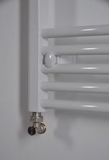 Bílý kombinovaný trubkový radiátor Thermal Trend KDO o rozměru 75x185 cm vhodný do koupelny.