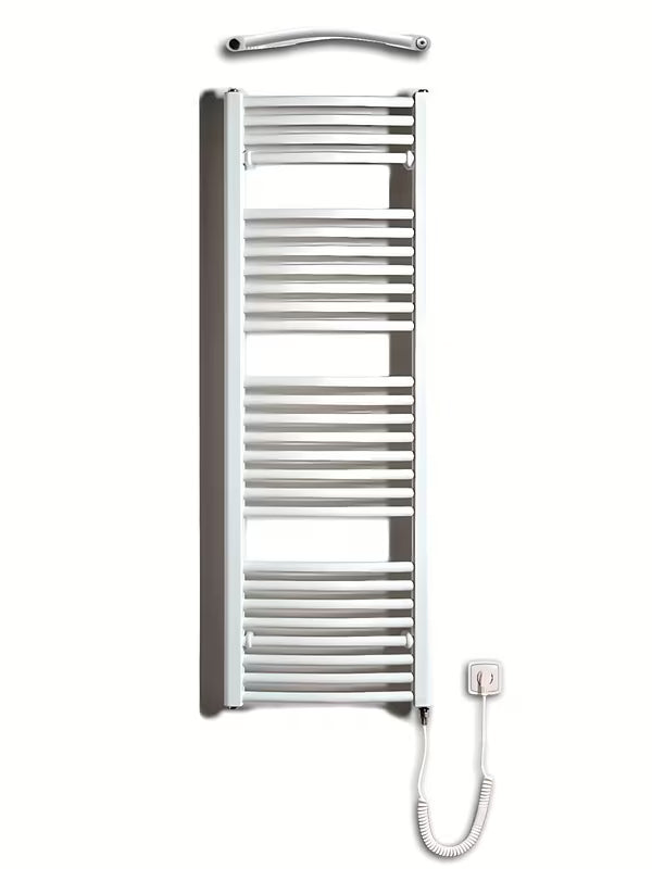Bílý elektrický trubkový radiátor Thermal Trend KDOE 450x1320 mm do koupelny.