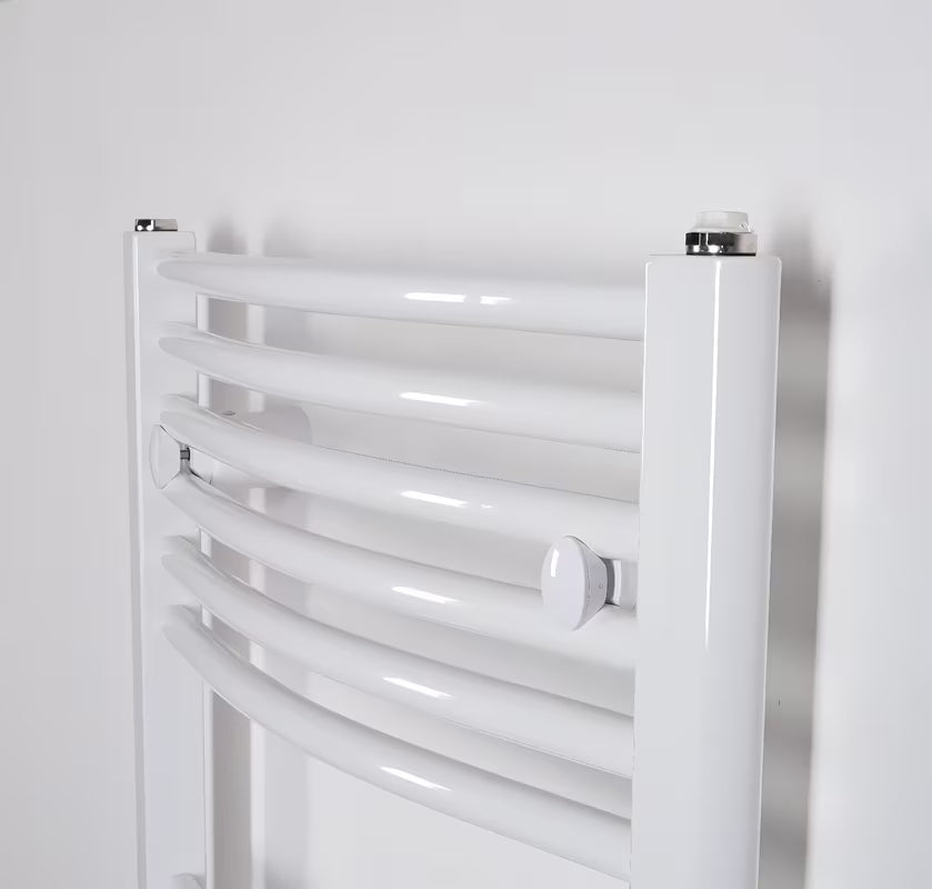 Bílý elektrický trubkový radiátor Thermal Trend KDOE 450x1320 mm do koupelny.