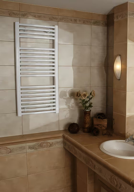 Bílý rovný elektrický radiátor Thermal Trend KE 750x1680 mm do koupelny s topnou tyčí 700 W