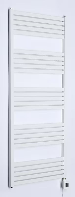 Bílý elektrický radiátor Thermal Trend KH Economy 60x150 cm s termostatem KTX a modrým LED displejem.