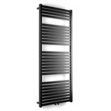 Kombinovaný radiátor Thermal Trend Kh 60x133 cm v černo-matném provedení s prohnutými šprclemi.