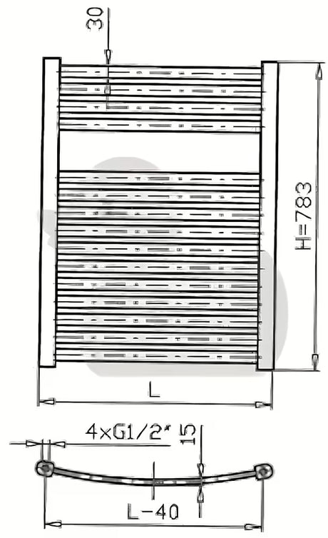 Bílý kombinovaný trubkový radiátor Thermal Trend KM 45x78,3 cm pro koupelny a chodby.
