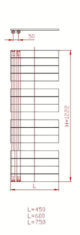 Kombinovaný koupelnový radiátor Thermal Trend Oliver 45x122 cm v antracitové barvě