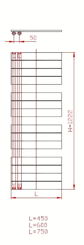 Kombinovaný koupelnový radiátor Thermal Trend Oliver 60x122 cm v antracitové barvě