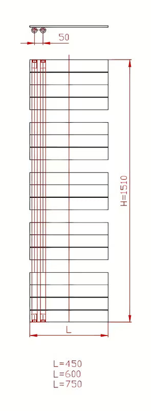 Kombinovaný koupelnový radiátor Thermal Trend Oliver 151x60 cm v antracitové barvě