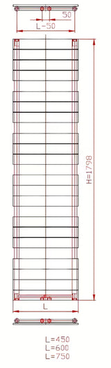 Kombinovaný radiátor Thermal Trend Viktor 179x60 cm v antracitové barvě pro vytápění a sušení ručníků.