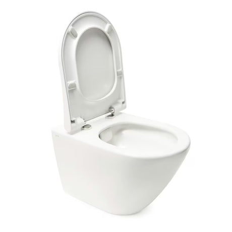 Závěsné WC VitrA Integra v bílé barvě s Rim-Ex bez splachovacího okruhu a sedátkem SoftClose.
