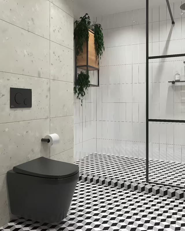 Černé závěsné WC VitrA Integra se sedátkem SoftClose a splachováním Rim-Ex