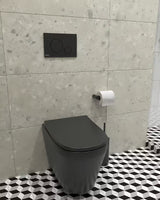 Černé závěsné WC VitrA Integra se sedátkem SoftClose a splachováním Rim-Ex