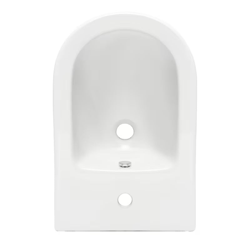 Bílý závěsný bidet Vitra Integra s otvorem na baterii a přepadem