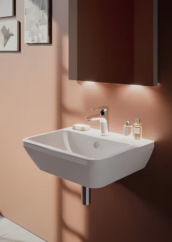 Bílé závěsné keramické umyvadlo VitrA Integra 45x40 cm s otvorem pro baterii uprostřed