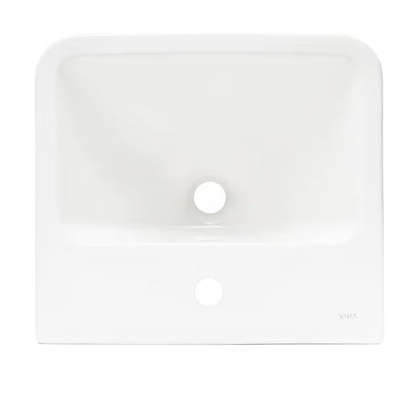 Závěsné umyvadlo Vitra Integra 50x43 cm s otvorem pro baterii uprostřed v bílé barvě.
