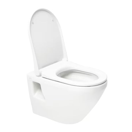 Bílé závěsné WC VitrA Integra bez splachovacího okruhu s technologií Rim-Ex a sedátkem SoftClose.