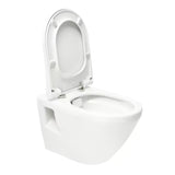 Bílé závěsné WC VitrA Integra bez splachovacího okruhu s technologií Rim-Ex a sedátkem SoftClose.