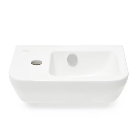 Bílé keramické umývátko Vitra Integra 37x22 cm s otvorem pro baterii vlevo v lesklém provedení