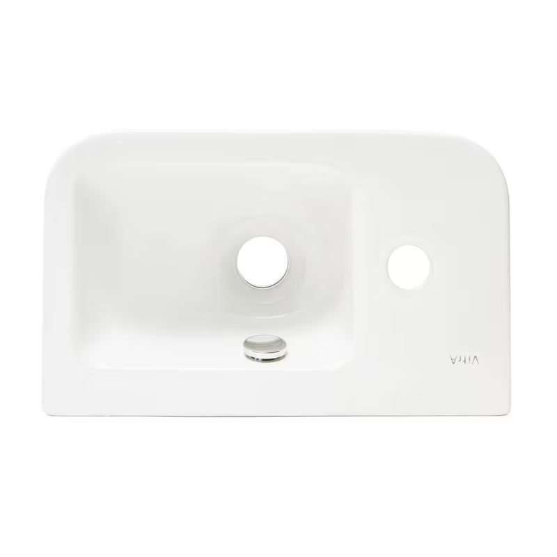Bílé keramické umývátko Vitra Integra 37x22 cm s otvorem pro baterii vlevo v lesklém provedení