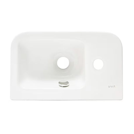 Bílé keramické umývátko Vitra Integra 37x22 cm s otvorem pro baterii vlevo v lesklém provedení