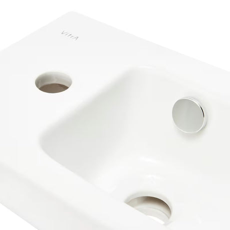 Bílé keramické umývátko Vitra Integra 37x22 cm s otvorem pro baterii vlevo v lesklém provedení