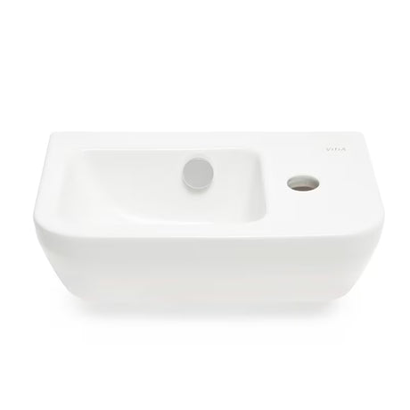 Bílé keramické umývátko Vitra Integra 37x22 cm s přepadem a otvorem pro baterii vpravo