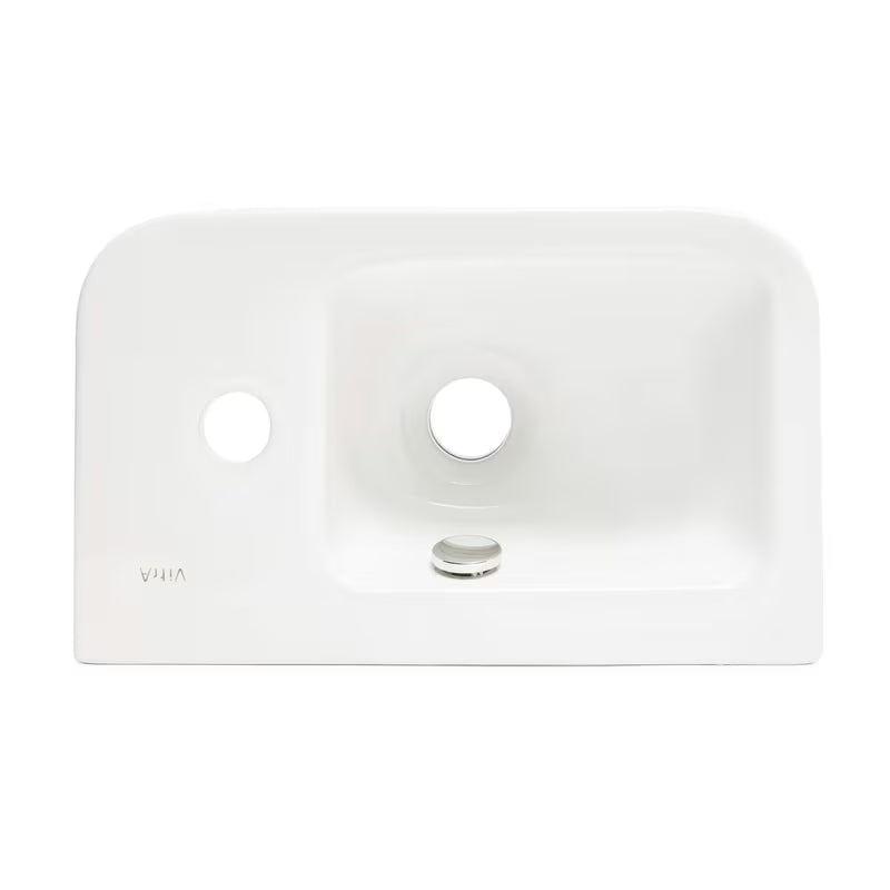 Bílé keramické umývátko Vitra Integra 37x22 cm s přepadem a otvorem pro baterii vpravo
