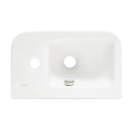 Bílé keramické umývátko Vitra Integra 37x22 cm s přepadem a otvorem pro baterii vpravo