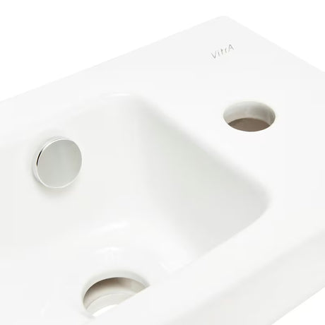 Bílé keramické umývátko Vitra Integra 37x22 cm s přepadem a otvorem pro baterii vpravo